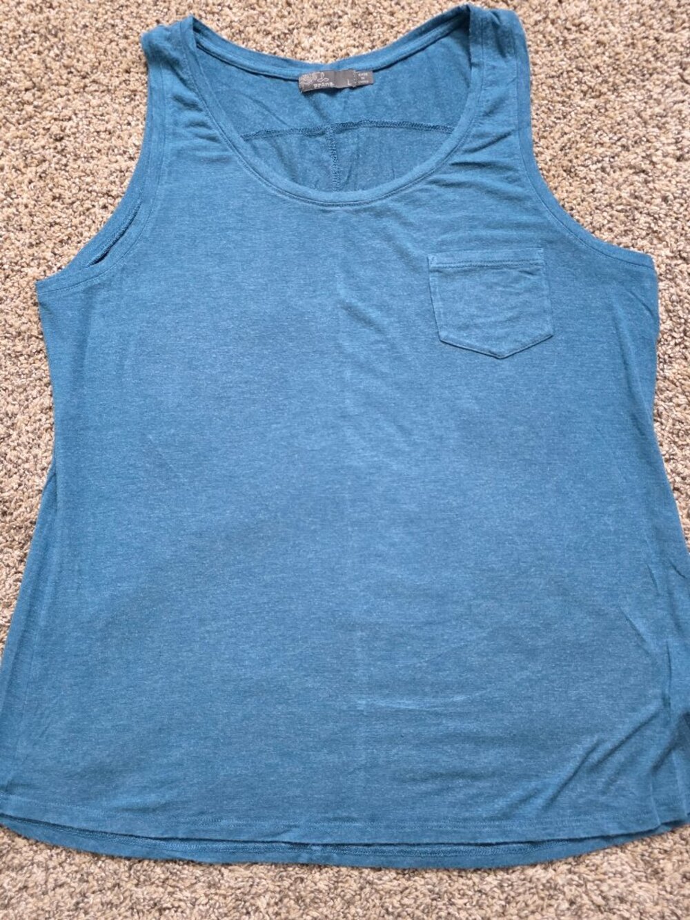 prAna Foundation Scoop Neck Pocket Tank Top Heather Teal L